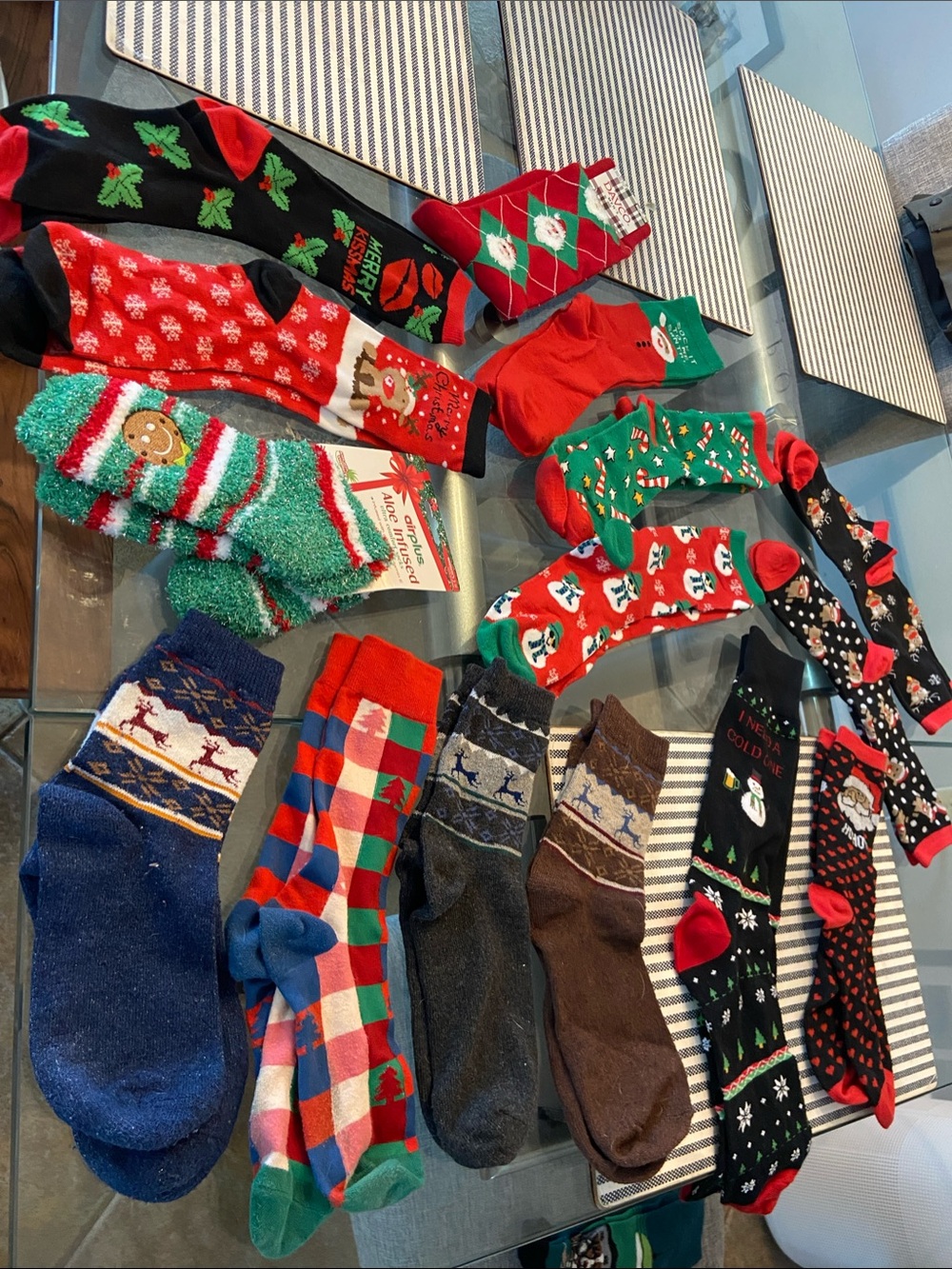 Holiday Socks - Red, Green & Black Assorted